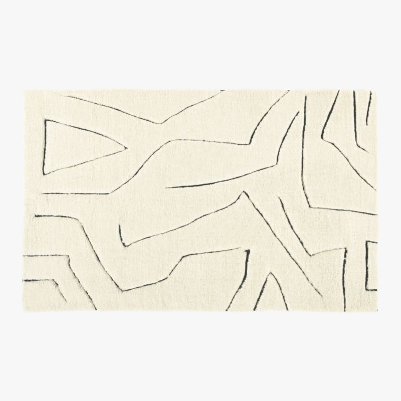 Myriad HandKnotted Warm White New Zealand Wool Area Rug 5'x8