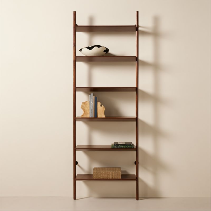 Nabla Brown Walnut Wood Wall Mount Bookcase - image 3 of 11