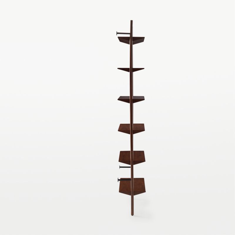 Nabla Brown Walnut Wood Wall Mount Bookcase - image 8 of 11