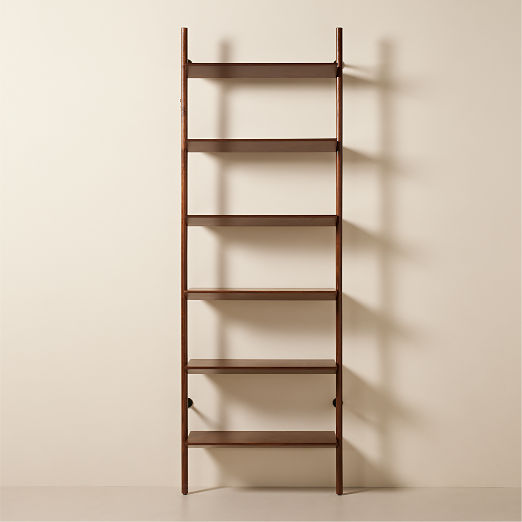 Nabla Brown Walnut Wood Wall Mount Bookcase