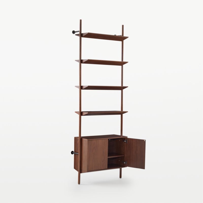 Nabla Brown Walnut Wood Wall Mount Bookcase with Cabinet - image 8 of 12