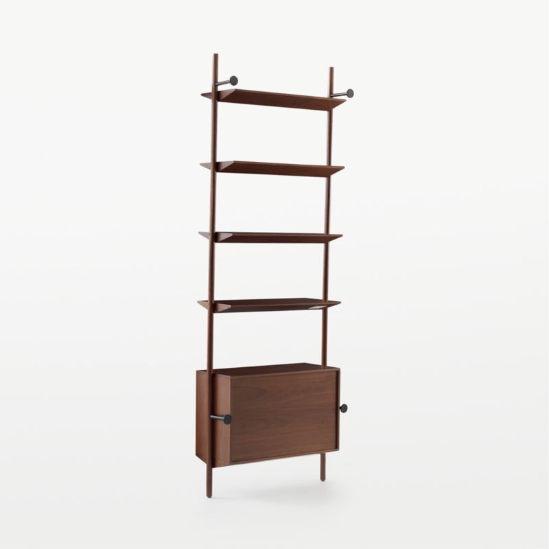 Nabla Brown Walnut Wood Wall Mount Bookcase with Cabinet - image 10 of 12