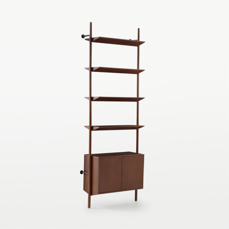 Nabla Brown Walnut Wood Wall Mount Bookcase with Cabinet - image 7 of 12