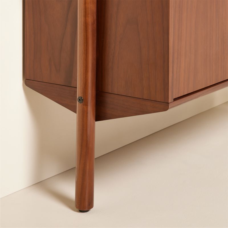 Nabla Brown Walnut Wood Wall Mount Bookcase with Cabinet - image 5 of 12