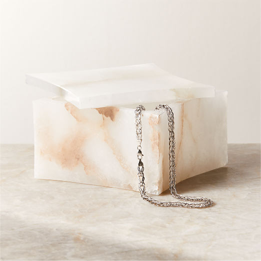 Nadege White Alabaster Box