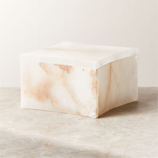 Nadege White Alabaster Box