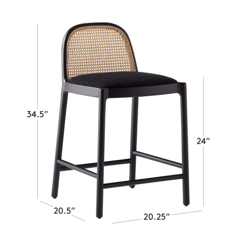 Nadia Modern Black Cane Counter Stool + Reviews | CB2