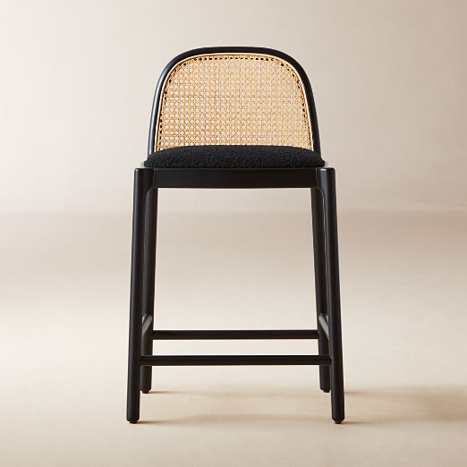 Nadia Black Cane Counter Stool