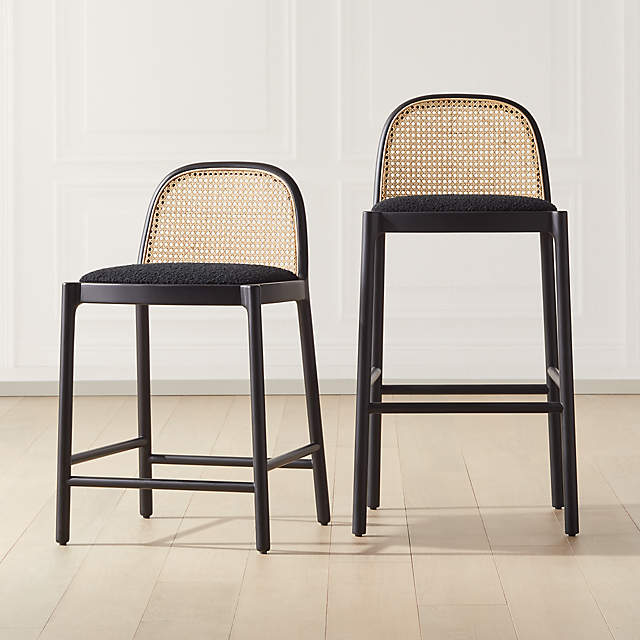 Black cane outlet counter stool