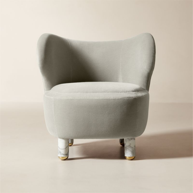 Nadine Faux Mohair Accent Chair with Marble Legs by goop - image 0 of 14