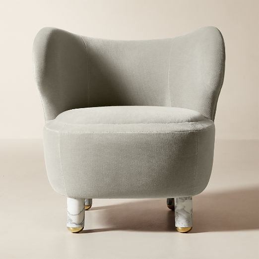 Nadine Faux Mohair Accent Chair with Marble Legs by goop