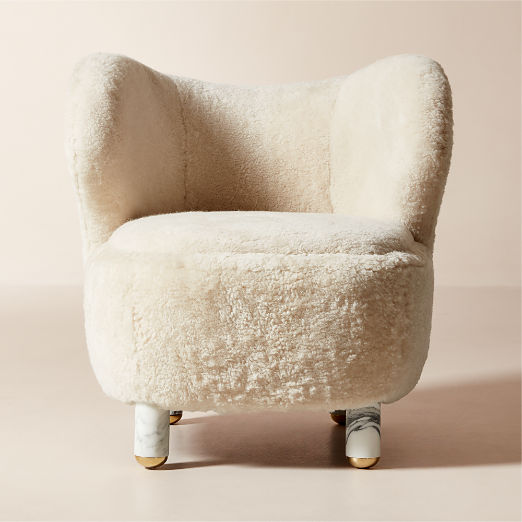 Nadine Shearling Accent Chair with Marble Legs by goop Set of 2