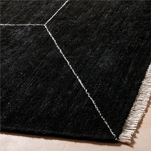 Nadya Handloomed Black Geometric New Zealand Wool Area Rug 5'x8'