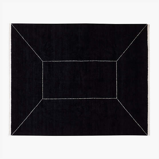 Nadya Handloomed Black Geometric New Zealand Wool Area Rug 8'x10'