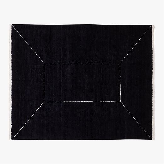 Nadya Handloomed Black Geometric New Zealand Wool Area Rug 8'x10'