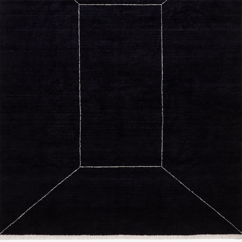 Nadya Handloomed Black Geometric New Zealand Wool Rug Swatch 12"x12" - image 0 of 3