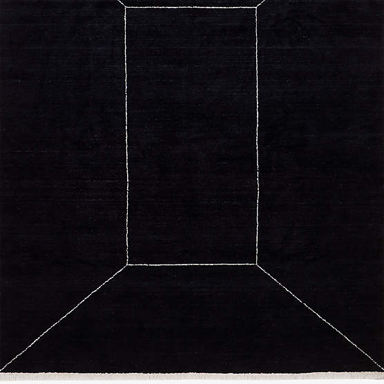 Nadya Handloomed Black Geometric New Zealand Wool Rug Swatch 12"x12"