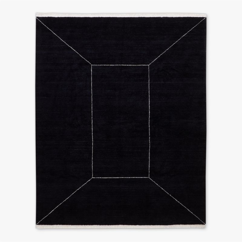 Nadya Handloomed Black Geometric New Zealand Wool Area Rug 6'x9' - image 0 of 3