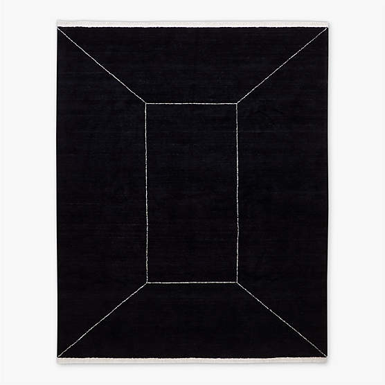 Nadya Handloomed Black Geometric New Zealand Wool Area Rug 9'x12'