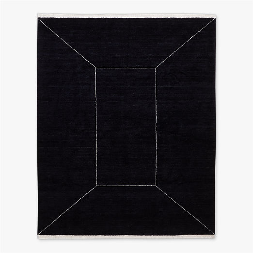 Nadya Handloomed Black Geometric New Zealand Wool Area Rug 9'x12'