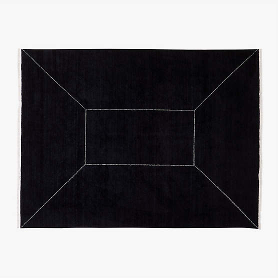 Nadya Handloomed Black Geometric New Zealand Wool Area Rug 9'x12'