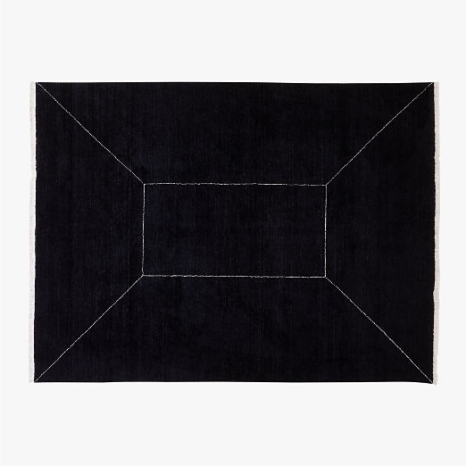 Nadya Handloomed Black Geometric New Zealand Wool Area Rug 9'x12'