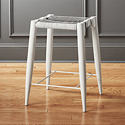 Nahla White Leather Bar Stools Cb2 Nahla White Leather Counter Stool 24