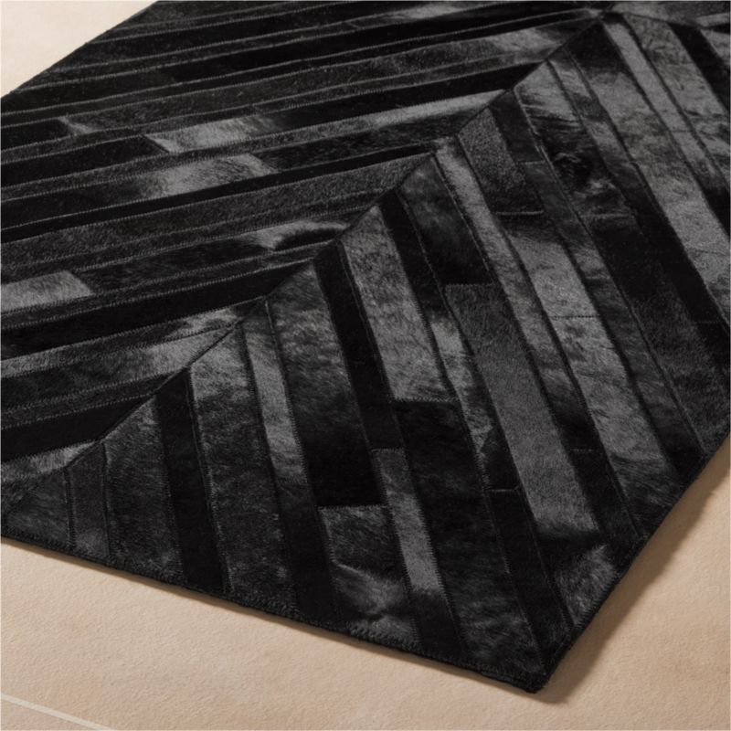 Naho Patchwork Black Hide Runner Rug 2.5'x8' - image 3 of 4