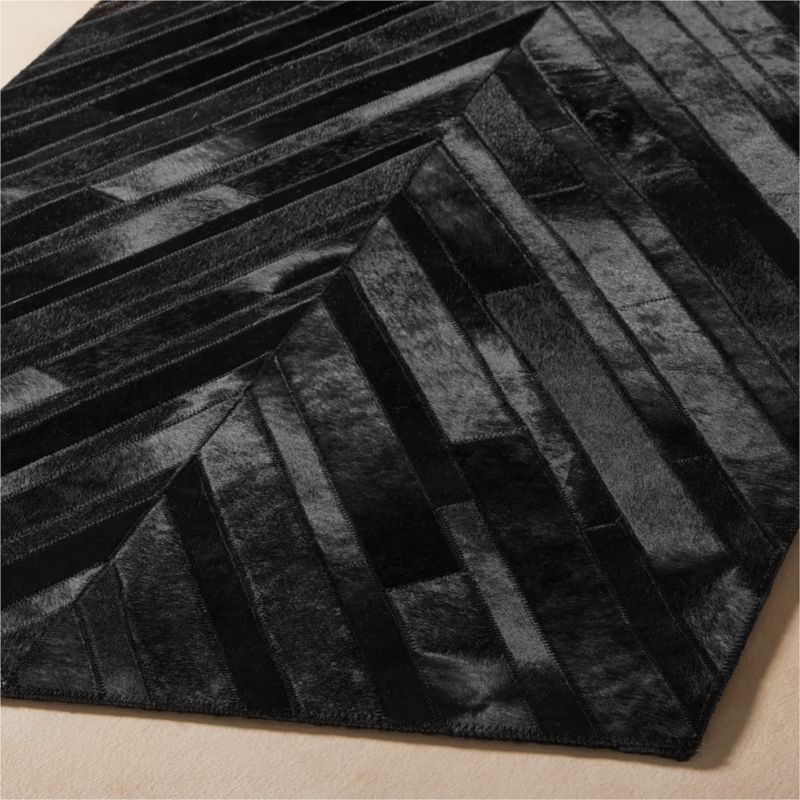 Naho Patchwork Black Hide Runner Rug 2.5'x8' - image 2 of 4