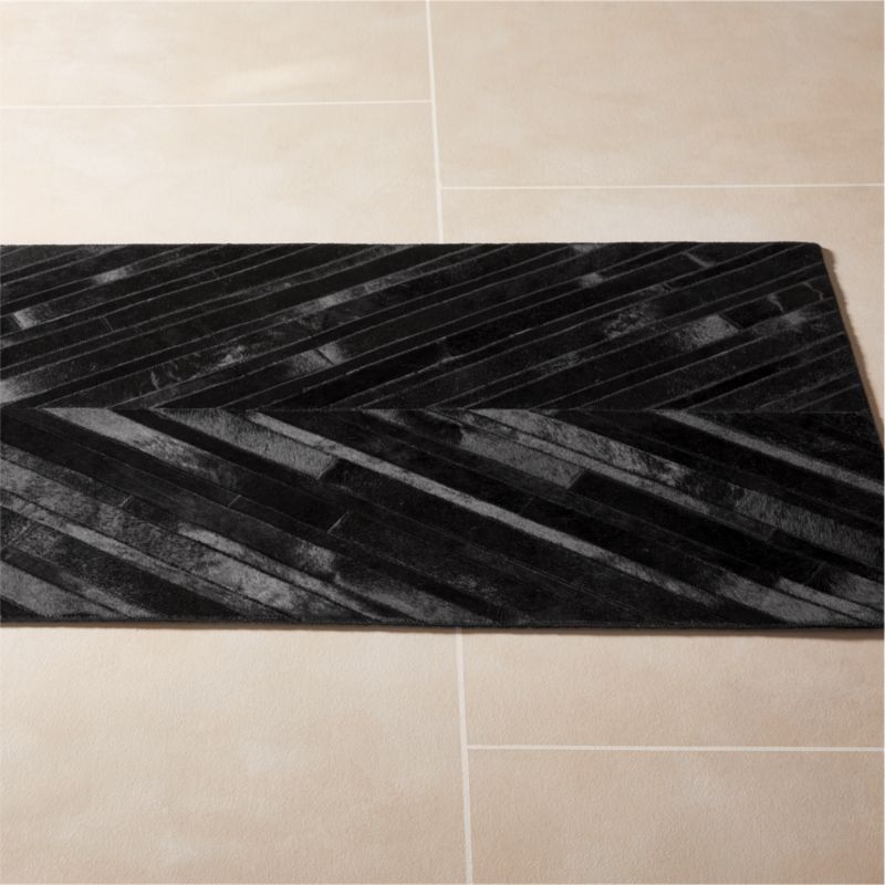 Naho Patchwork Black Hide Runner Rug 2.5'x8' - image 2 of 4