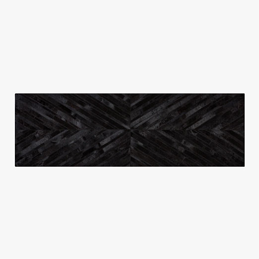 Naho Patchwork Black Hide Runner Rug 2.5'x8'