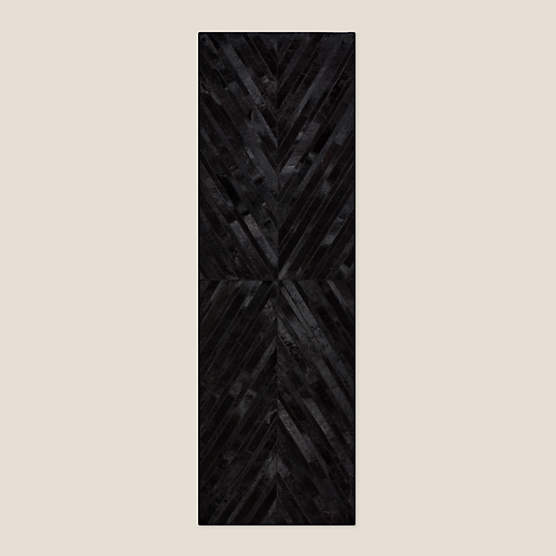 Naho Patchwork Black Hide Runner Rug 2.5'x8'