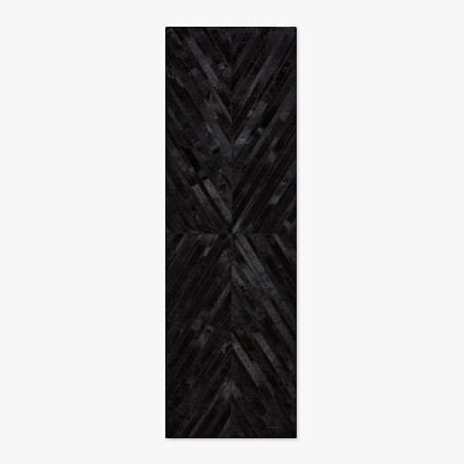 Naho Patchwork Black Hide Runner Rug 2.5'x8'