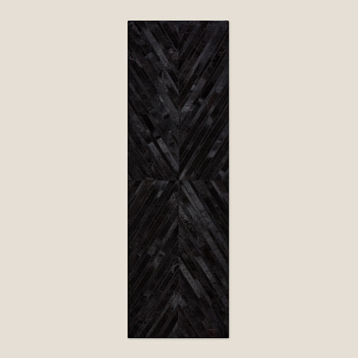 Naho Patchwork Black Hide Runner Rug 2.5'x8'