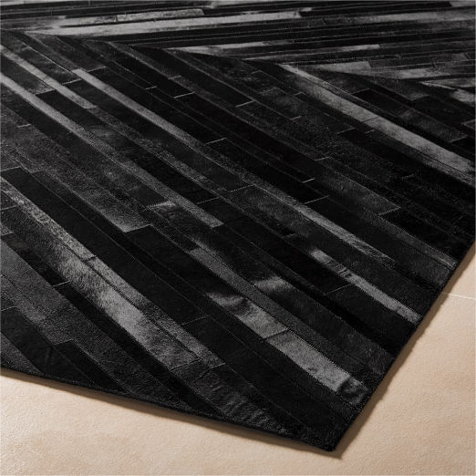 Naho Patchwork Black Hide Area Rug 10'x14'