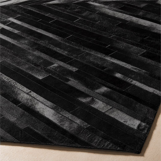 Naho Patchwork Black Hide Area Rug 9'x12'