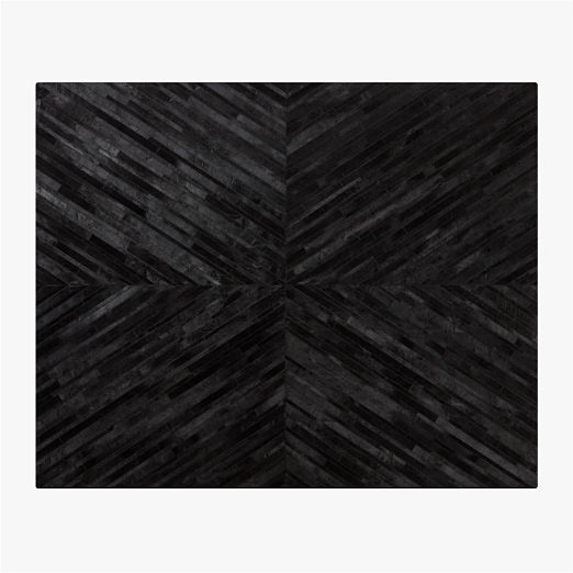 Naho Patchwork Black Hide Area Rug 8'x10'