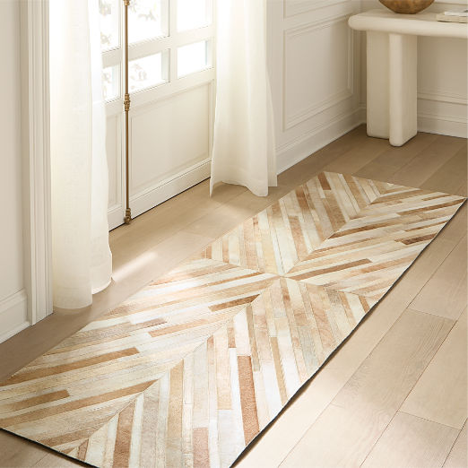 Naho Patchwork Sand Hide Runner Rug 2.5'x8'