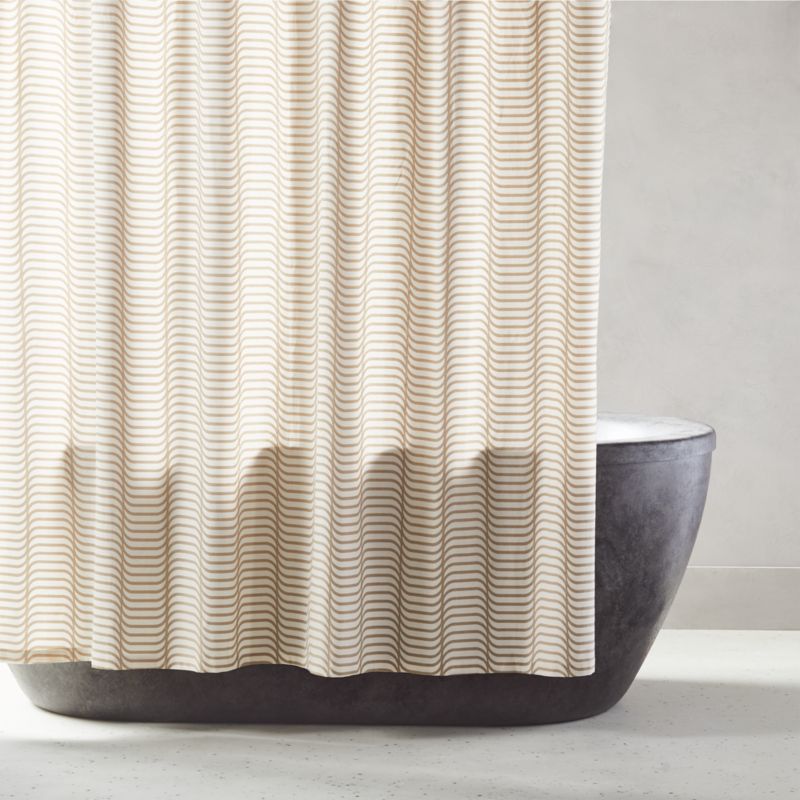 View Naia Striped Neutral Shower Curtain 72" details