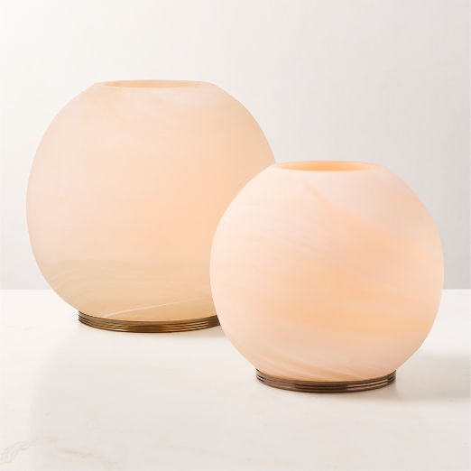 Naomi Faux Alabaster Hurricane Candle Holders