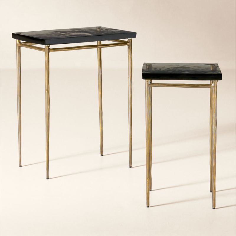 View Nari 2-Piece Cast Glass and Brass Side Table Set details