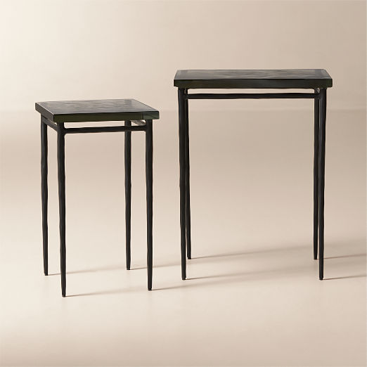 Nari Short Cast Glass and Iron Side Table