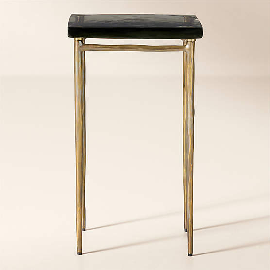 Nari Cast Glass and Brass Side Table Short