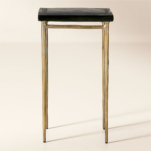 Nari Cast Glass and Brass Side Table Short