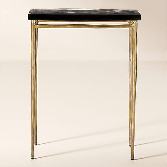 Nari Cast Glass and Brass Side Table Tall