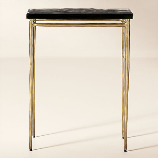 Nari Cast Glass and Brass Side Table Tall