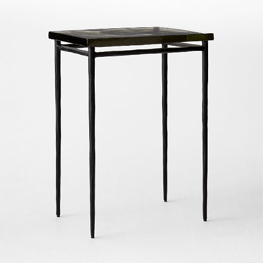 Nari Tall Cast Glass and Iron Side Table