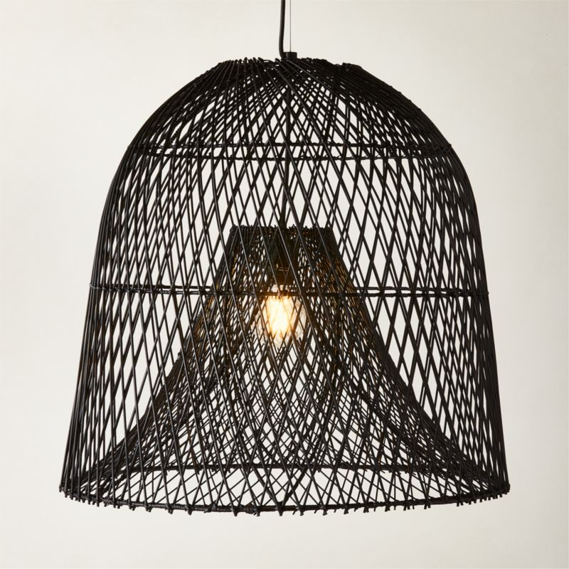 Nassa Woven Black Bamboo Pendant Light - image 0 of 4