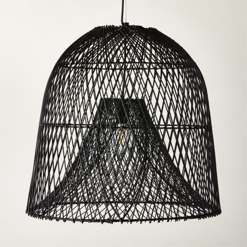 Nassa Woven Black Bamboo Pendant Light - image 1 of 4