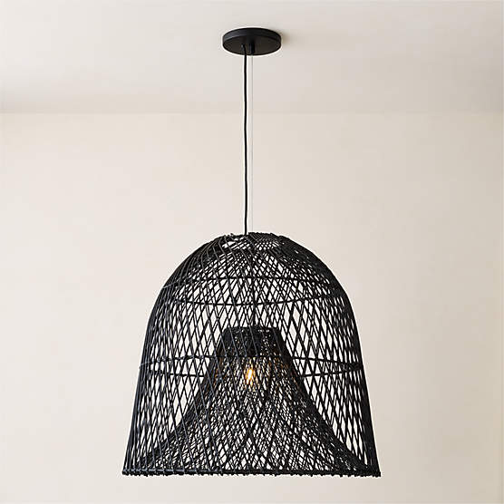 Nassa Woven Black Bamboo Pendant Light